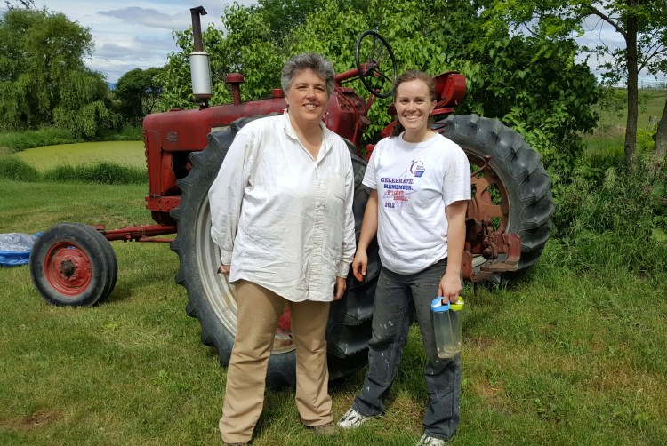 Pam  and Krystal w tractor